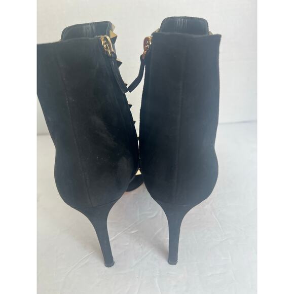 Valentino Garavini Rockstud Black Suede Pointy Toe Side Zip Up Ankle Boots Sz 6 - Picture 6 of 12